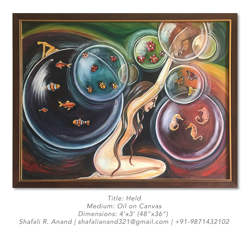 Title: Held, Medium: Oil on Canvas, Size: 4 ft by 3 ft, Artist: Shafali R. Anand