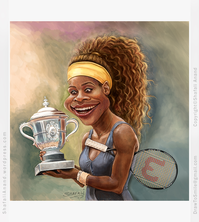 Caricature of Tennis Star Serena Williams (after winning the French Open)