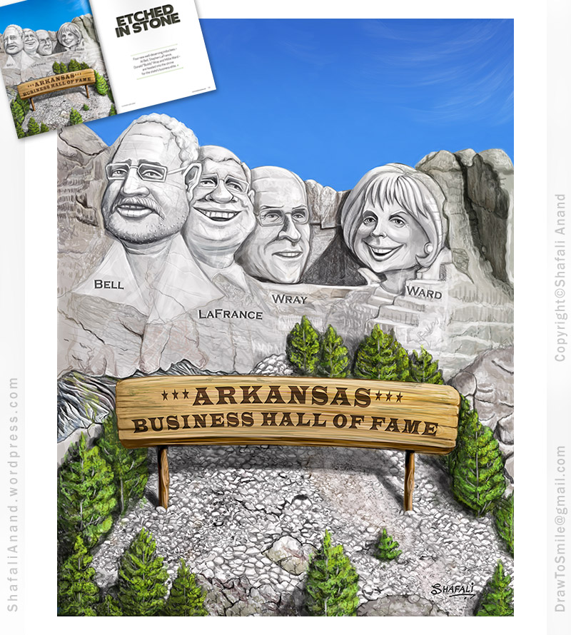 Arkansas Business Hall of Fame - Inner Illustration for Talk Business and Politics Magazine.